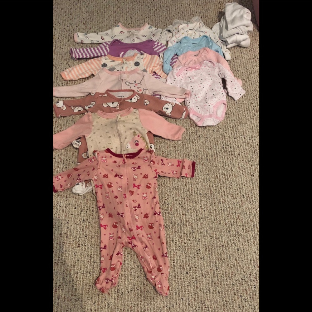 Newborn and 0-3 months footed sleeper/onesie lot!